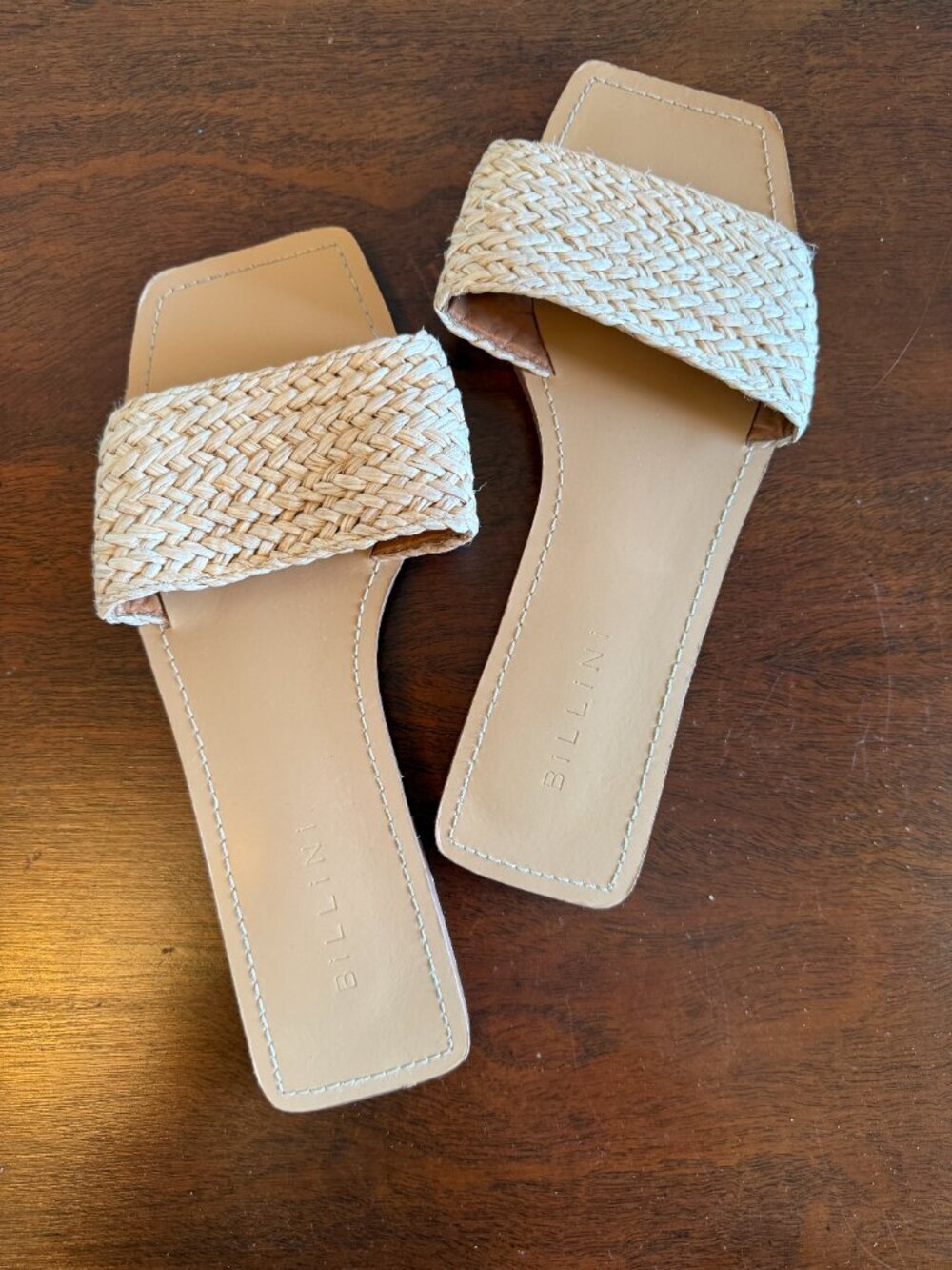 Billini Woven Flat Slide Sandals Women's Size 7 Natural Slip-On Sandals